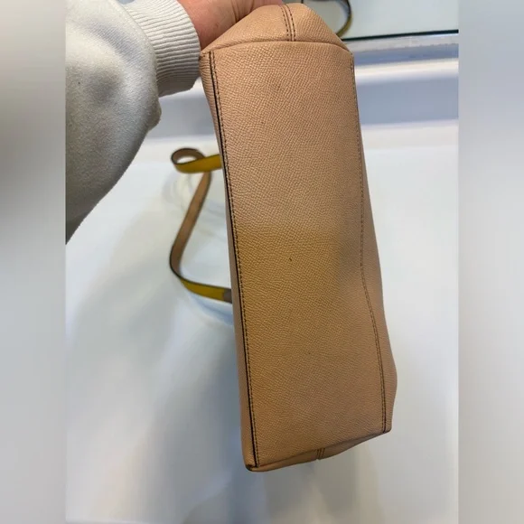 Coach Nude Tote Bag Purse Mustard Yellow Trim Women’s Zipper - Picture 7 of 15